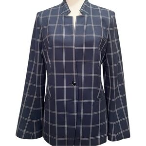 Banana Republic Navy Blue Windowpane Blazer Jacket size 10